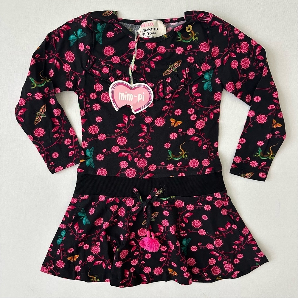 Mim-pi Toddler Girl Long Sleeve Drop Waist Dress Size 104/4 Y
